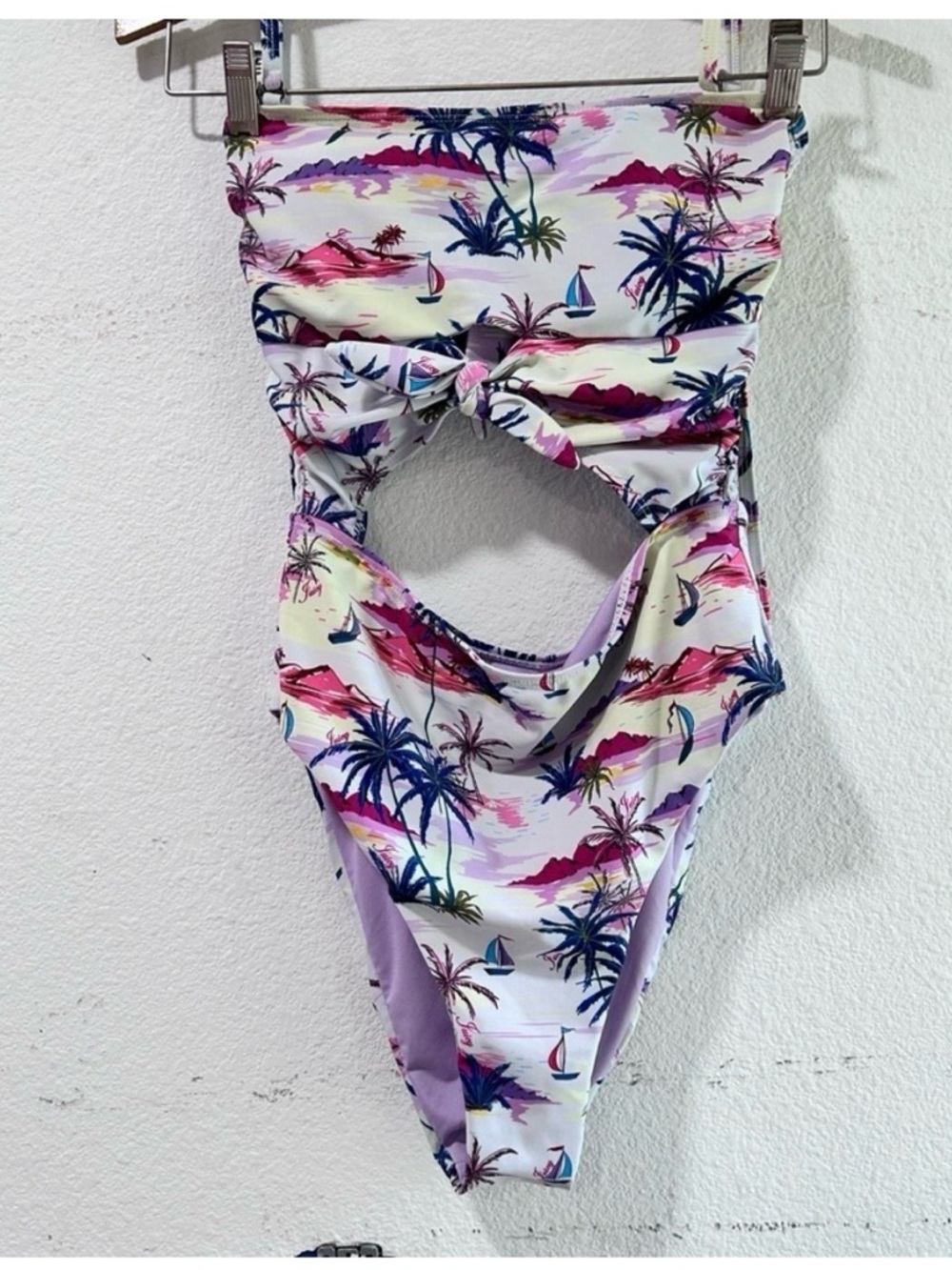 Juicy Couture Pink, Purple & Navy Tropical Logo One-Piece - Picture 4 of 16